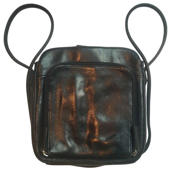 Vintage Black Leather Fossil Shoulder Bag Emo Goth Grunge Whimsigoth - Picture 2 of 6
